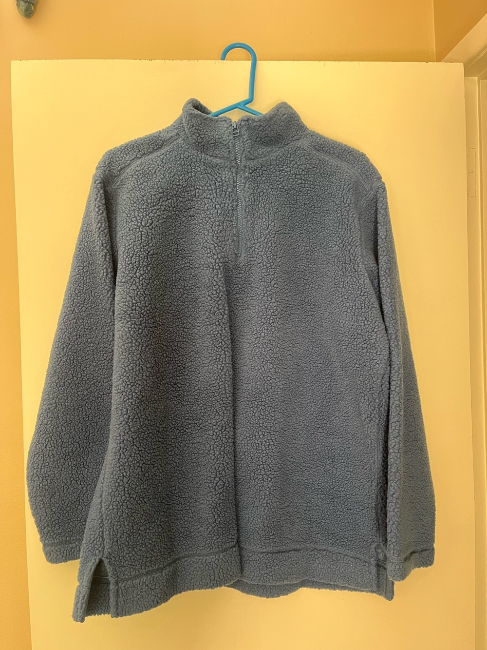 Denim&Co Blue Sherpa Half-Zip Pullover Jacket
